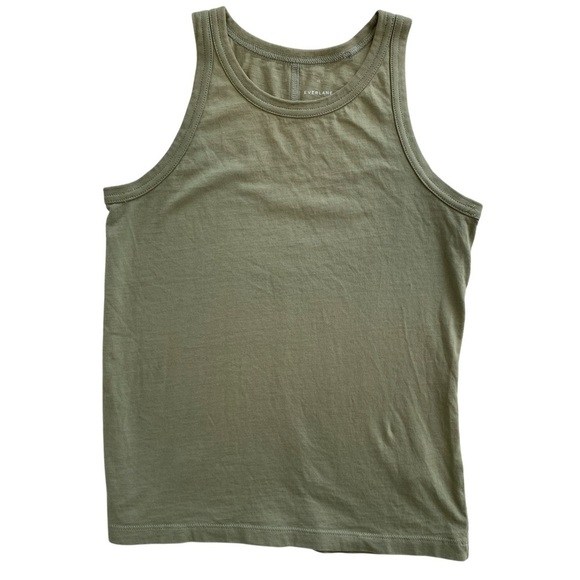 EVERLANE 100% Organic Cotton Cutaway Tank olive green (the essential tank) XS - Picture 1 of 7